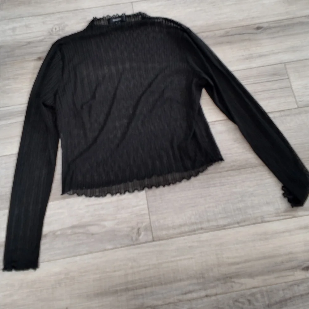 Sheer Pleated Boat Neck Top – Plus Size 0X, Elegant Long Sleeve Blouse